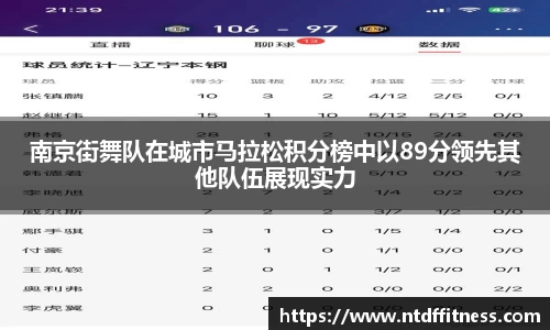 南京街舞队在城市马拉松积分榜中以89分领先其他队伍展现实力